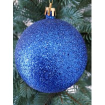 Новорічна куля "Блискітки" Ø100мм синя, ціна за набір 3шт